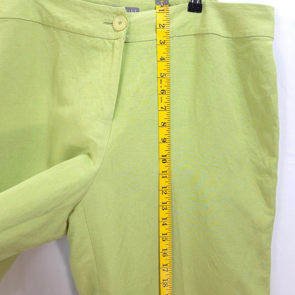 Kate Hill Linen Blend Pants Women 16WP High Rise Lime Green Chic Minimalist - Picture 4 of 9
